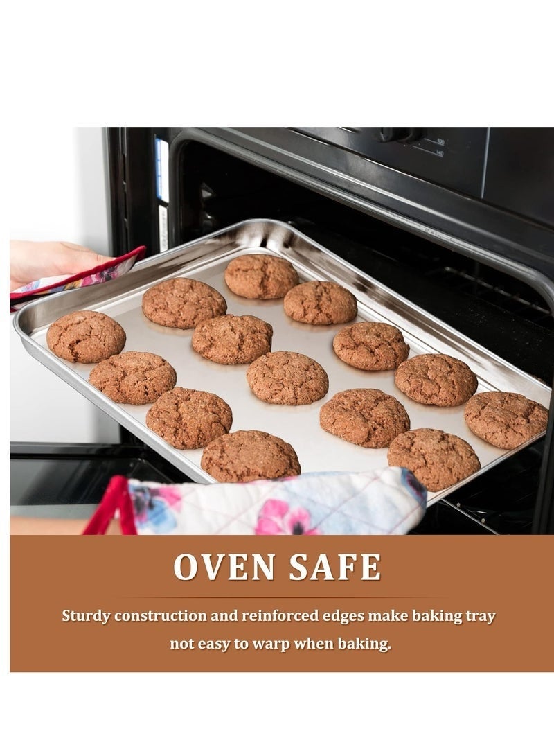 Bukela Baking Sheets Set of 3, Baking Sheet Pan for Toaster Oven, Stainless Steel Cookie Sheets for Baking, 9/10/12 Inch Baking Tray, Rust-free & Dishwasher Safe (Silver) - Image 5